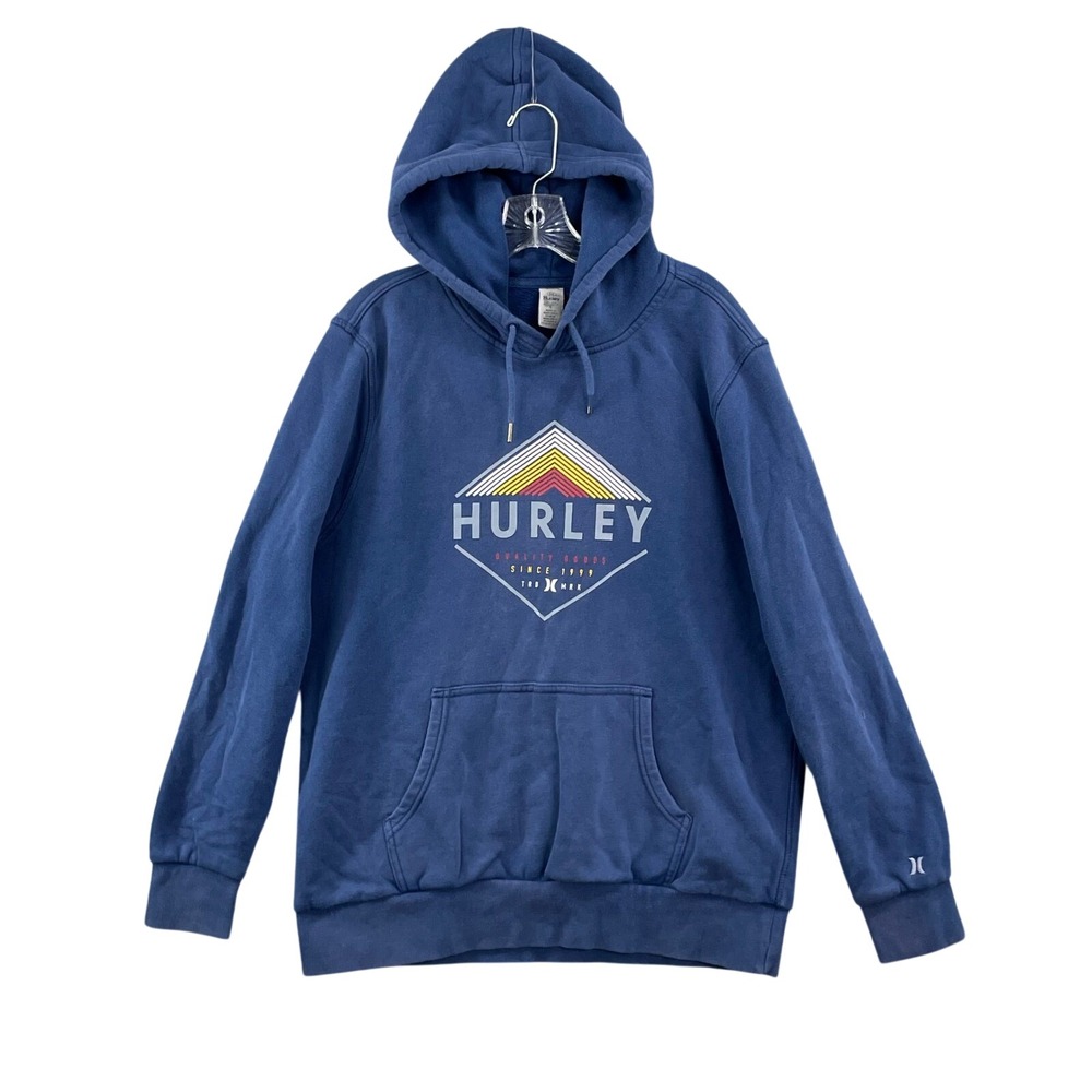 Hurley Fleece Pullover Hoodie Men Large Blue Surf Skate Academia Hike Sweatshirt